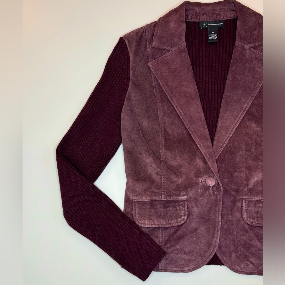 INC International Concepts leather sweater jacket/blazer Size Medium